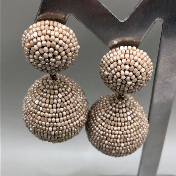 Deepa Gurnani Teslana Beige Statement Dangle Drop Earrings